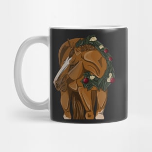 Chestnut Christmas Horse in Wreath Mug